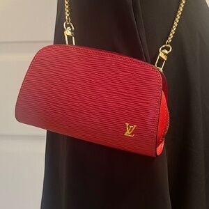 Louis Vuitton Converted Epi Dauphine Red Women's PM Pouch Crossbody Bag